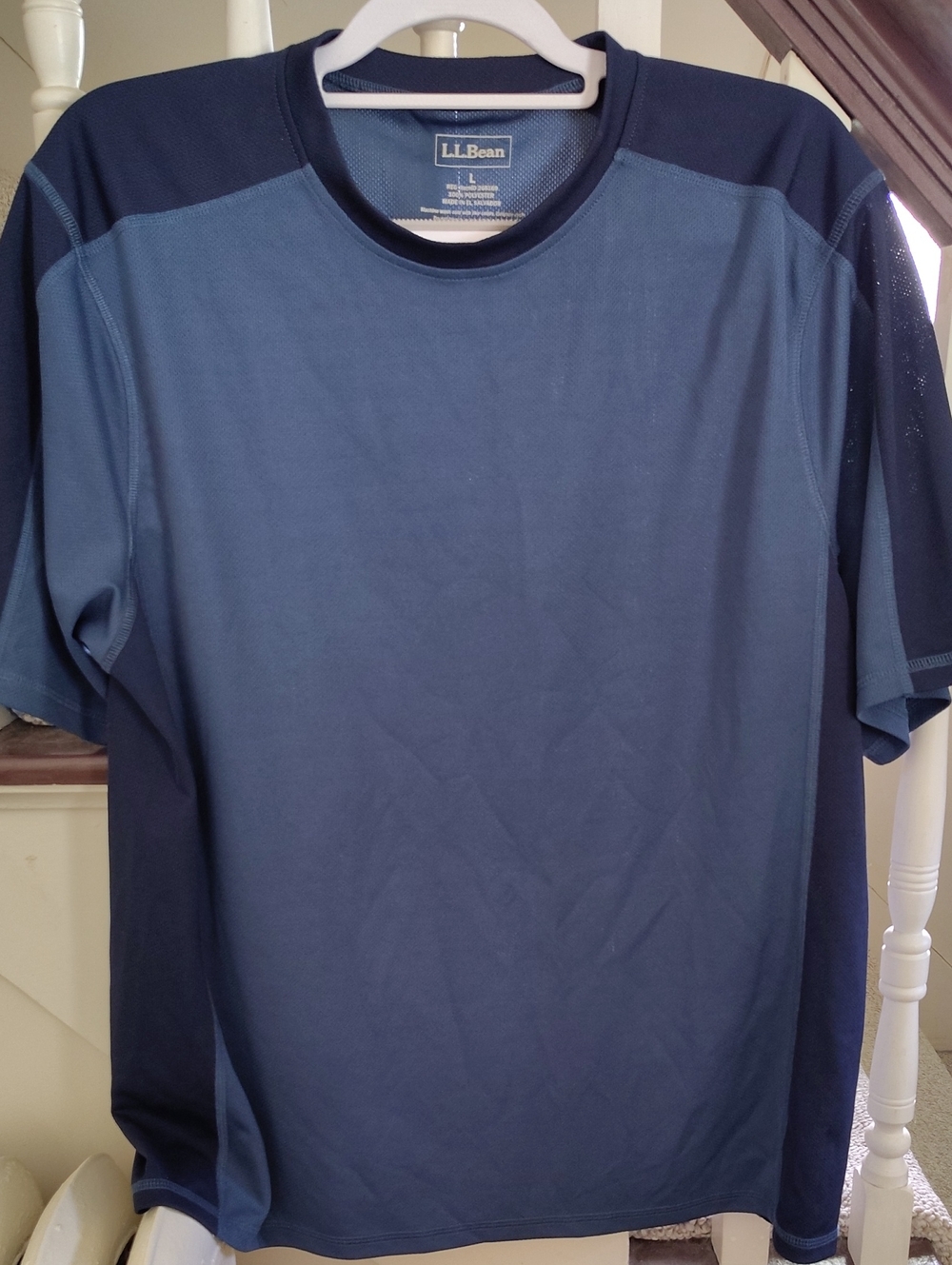 L.L. Bean Men's Two-Tone Navy and Slate Blue Short-Sleeve Performance Tee